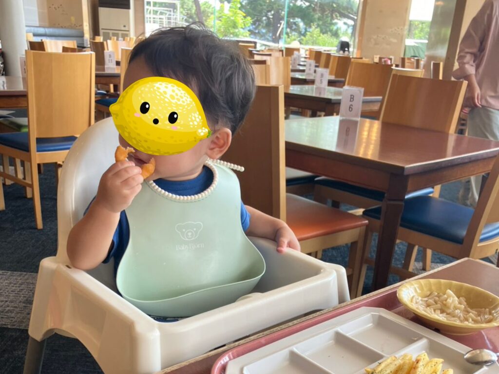 ベビーチェアは、抜け出せない作りになっており、ベルトもついていたので安心して利用できました。