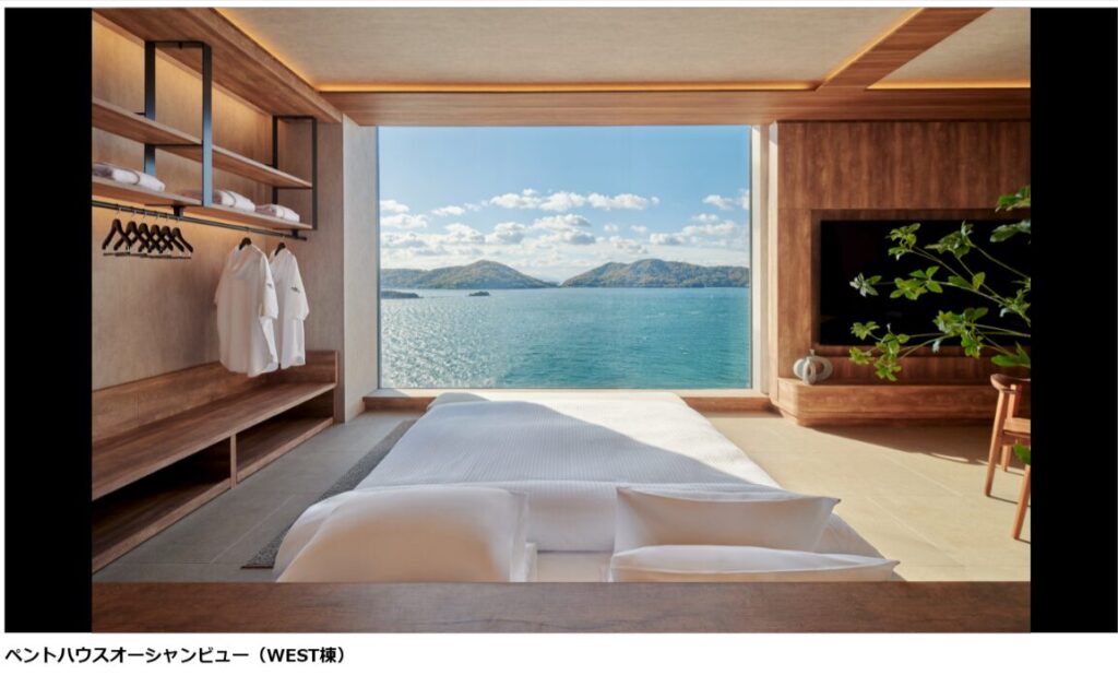 ペントハウスオーシャンビュー客室の写真。海が綺麗に見えます。