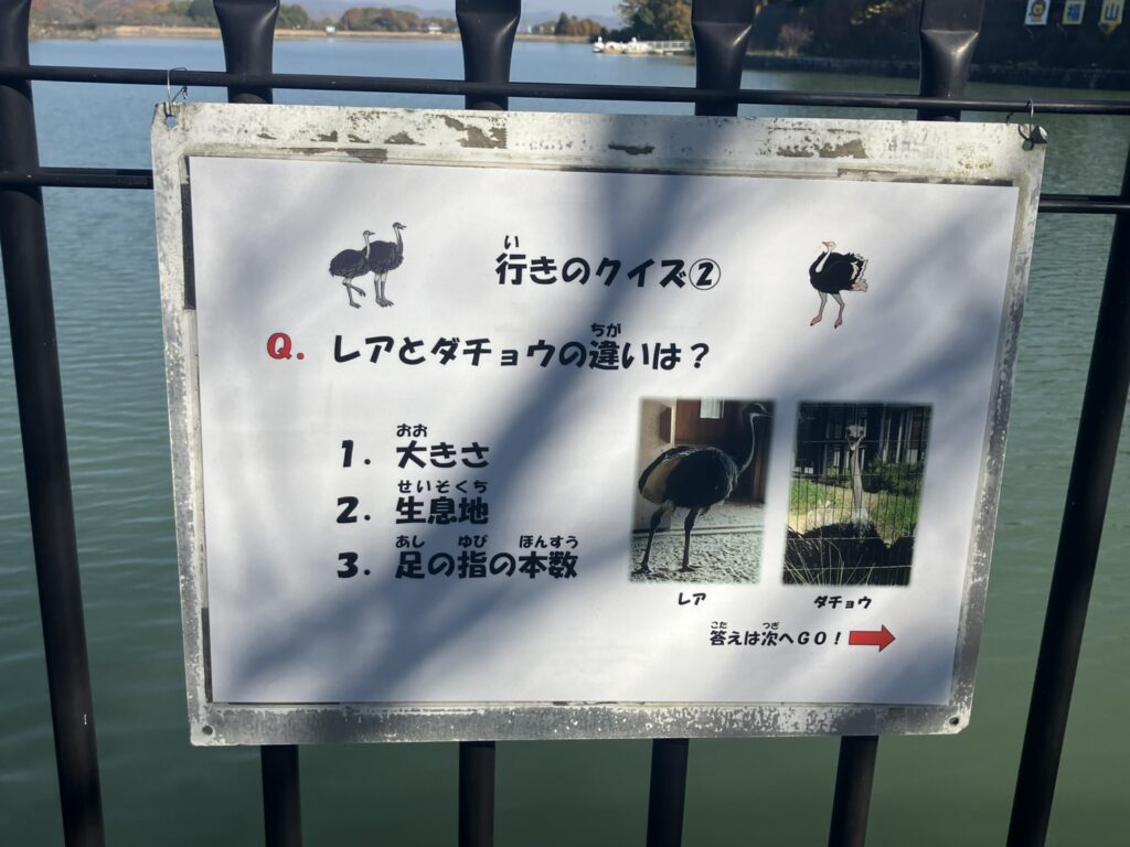 福山市立動物園の行きの通路にあったクイズ