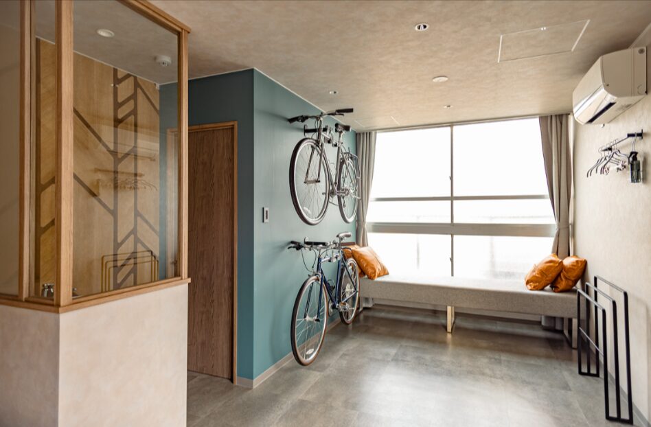 尾道倶楽部には、サイクリスト向けルームも新設。